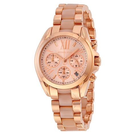 michael kors rose gold mid size chronograph watch|rose gold watch with numbers.